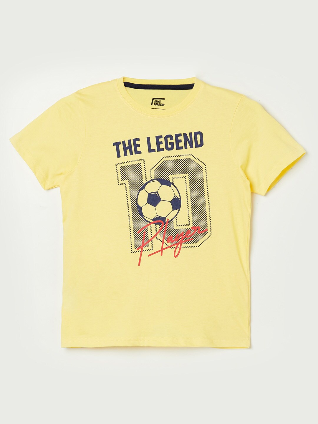 

Fame Forever by Lifestyle Boys Yellow Printed Pure Cotton T-shirt