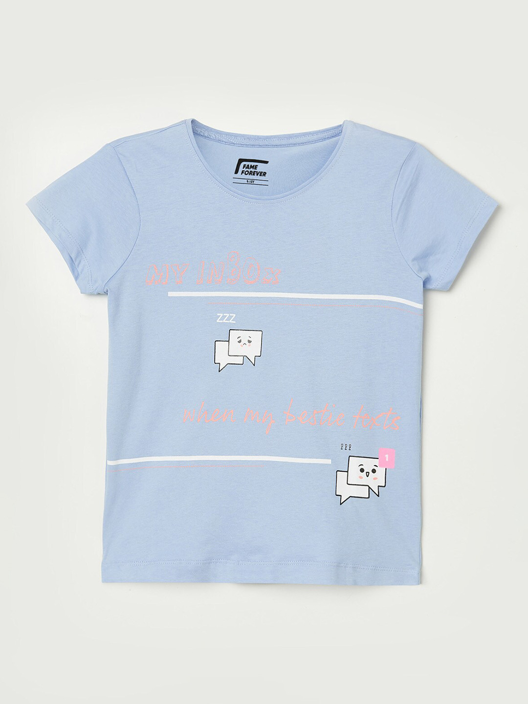 

Fame Forever by Lifestyle Girls Blue Printed Pure Cotton T-shirt
