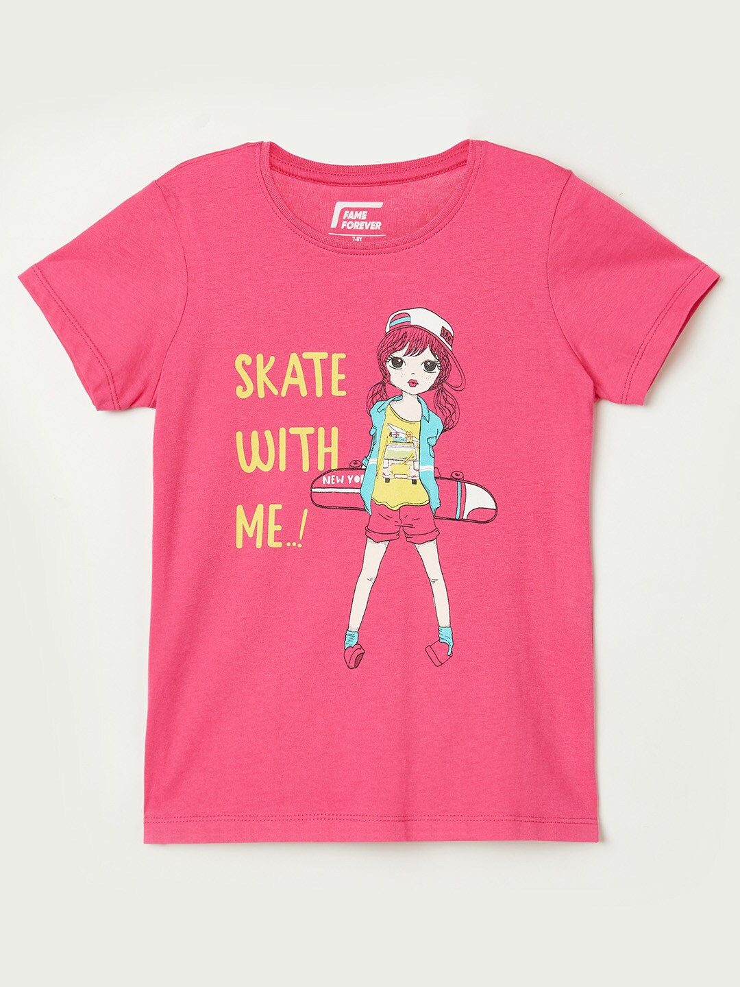

Fame Forever by Lifestyle Girls Pink Printed Pure Cotton T-shirt