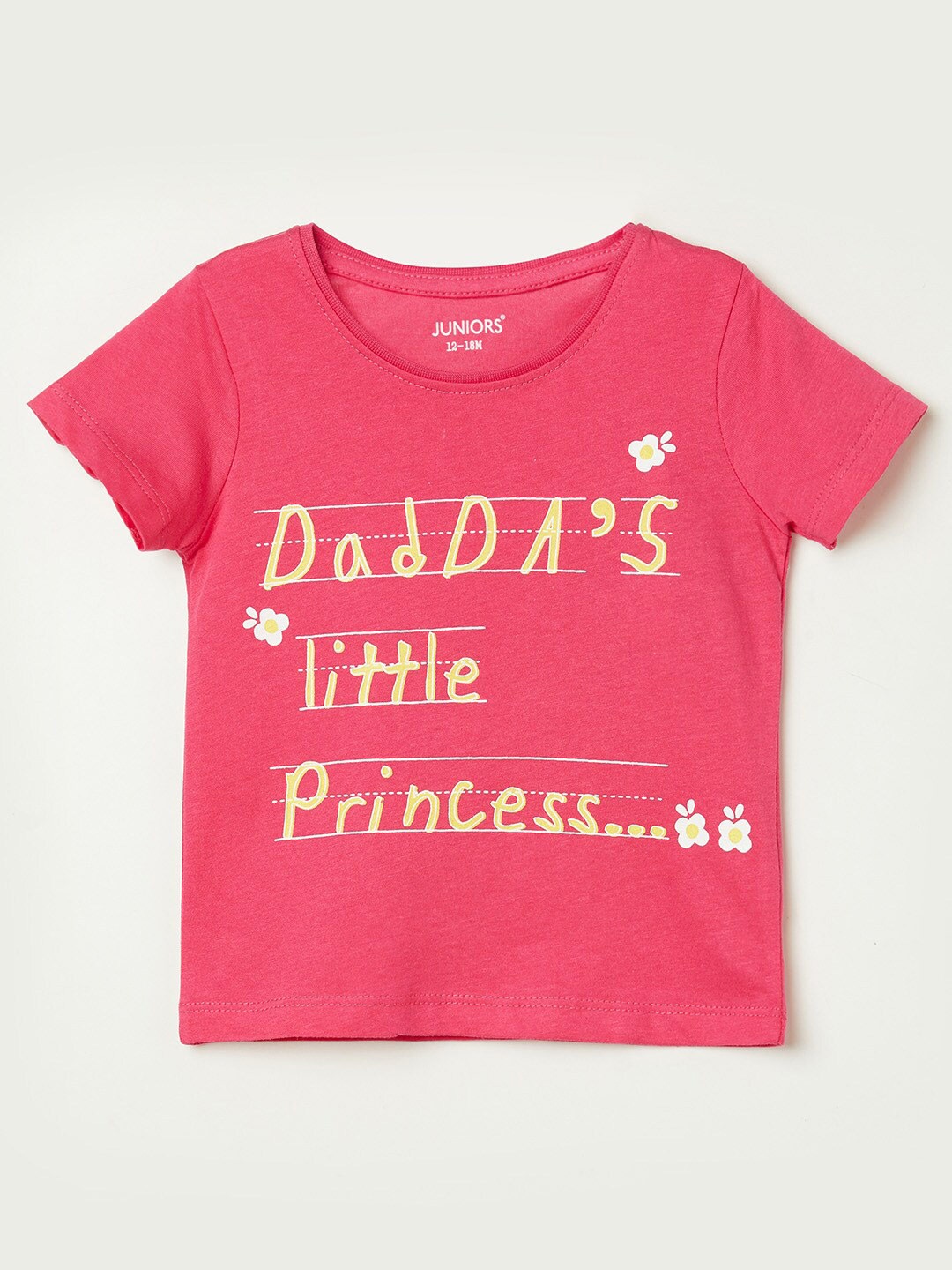 

Juniors by Lifestyle Girls Pink Typography Printed Pure Cotton T-shirt