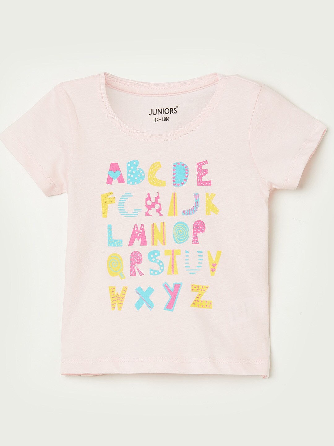 

Juniors by Lifestyle Girls Pink Typography Printed Extended Sleeves Pure Cotton T-shirt
