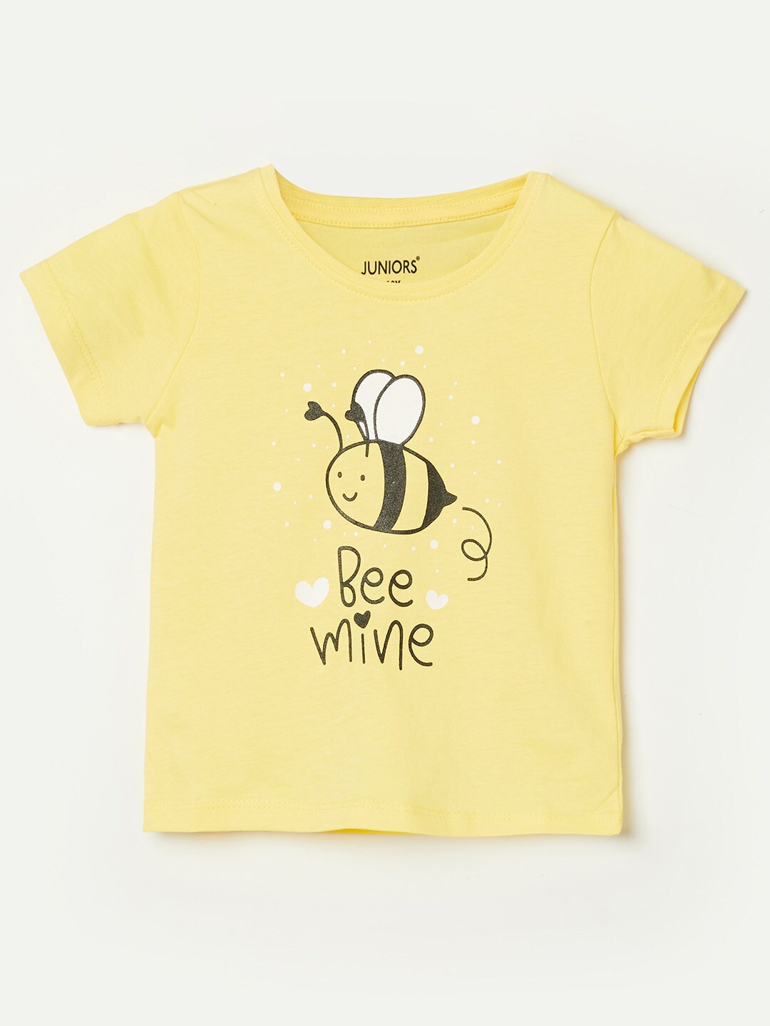 

Juniors by Lifestyle Girls Yellow Typography Printed Pure Cotton T-shirt