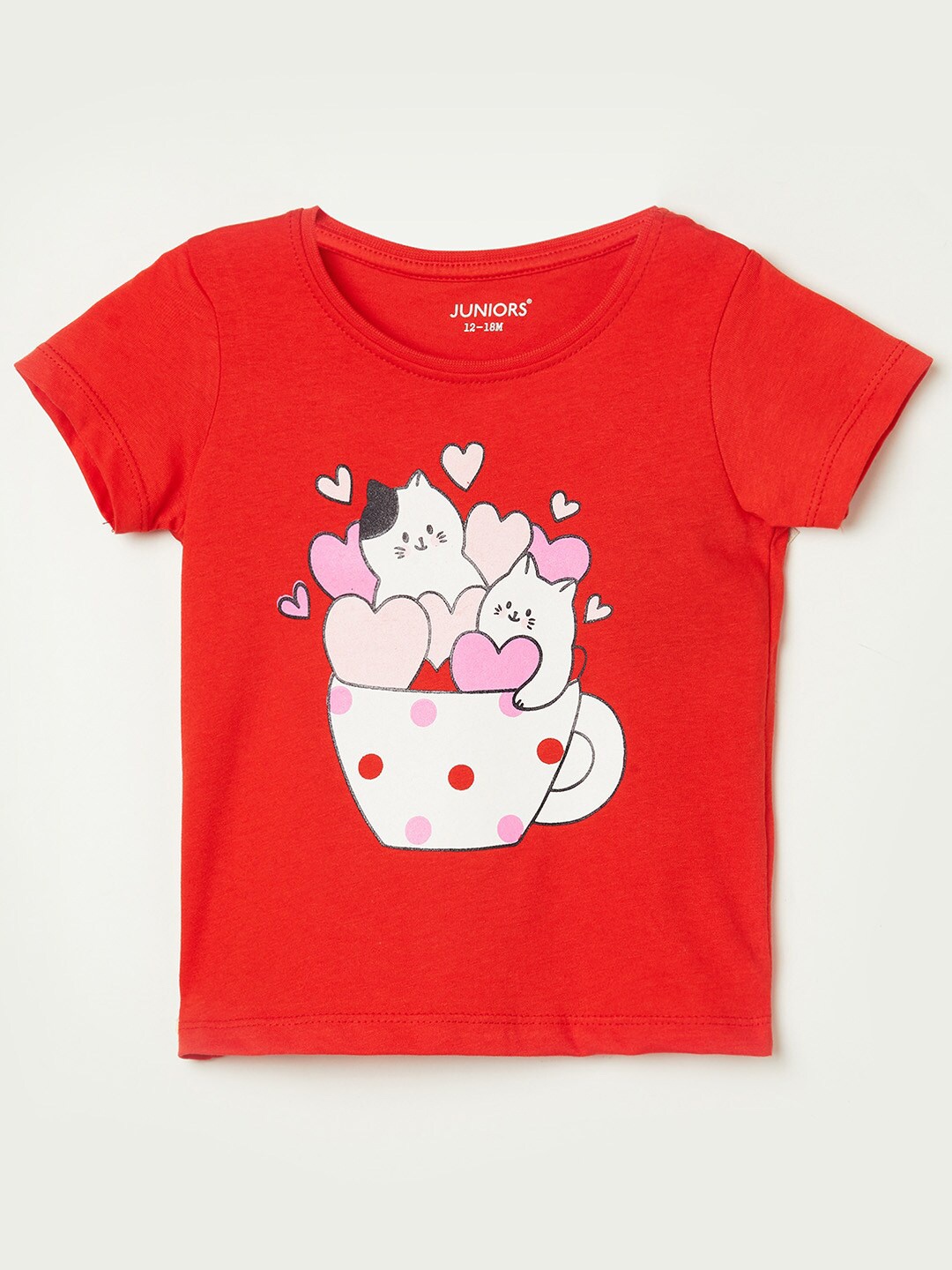 

Juniors by Lifestyle Girls Red Printed Pure Cotton T-shirt