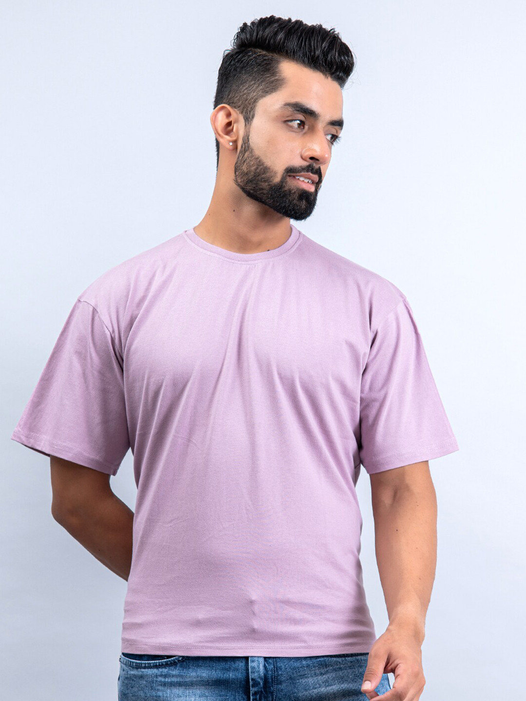 

Tistabene Men Lavender Printed Oversized T-shirt