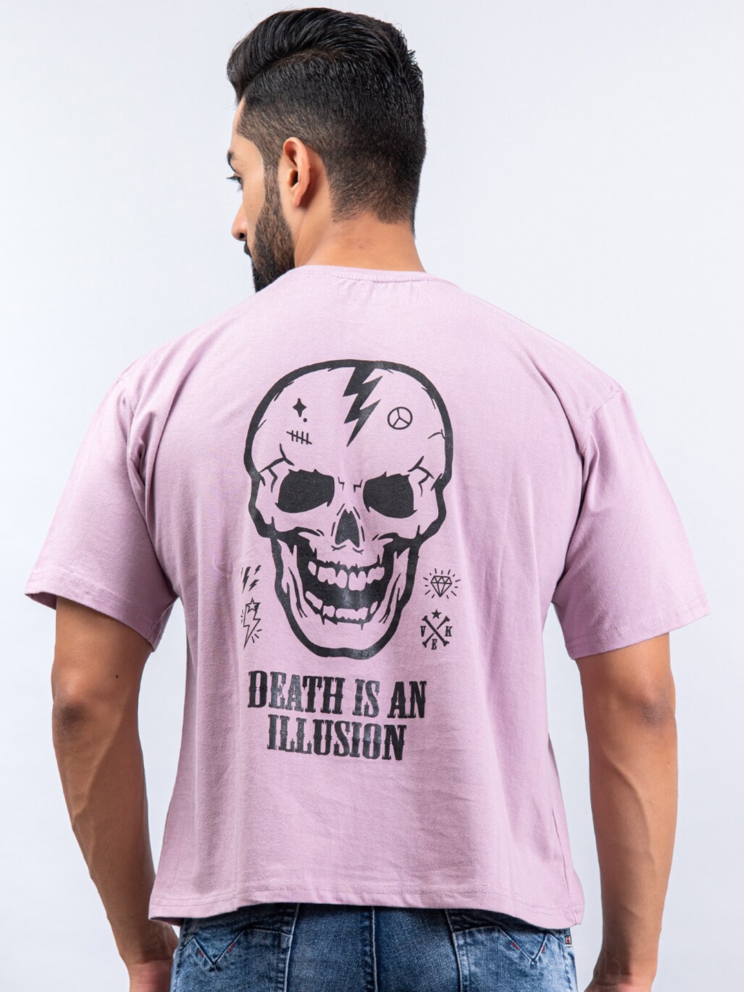 

Tistabene Men Lavender Printed Oversized T-shirt