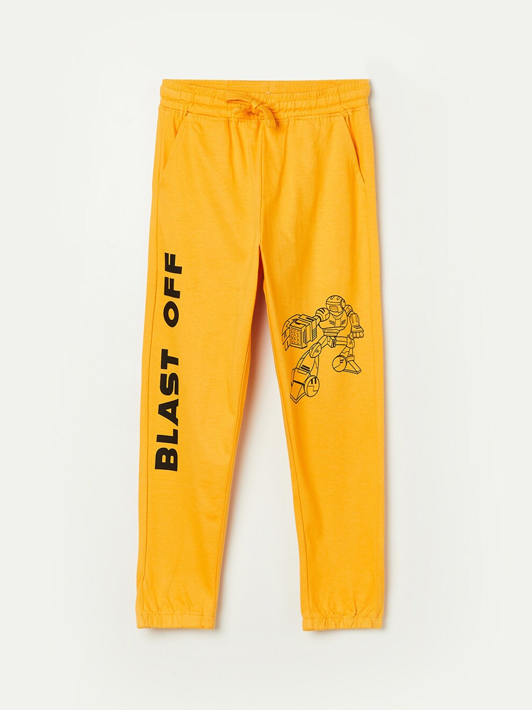 

Fame Forever by Lifestyle Boys Yellow Printed Pure Cotton Track Pant