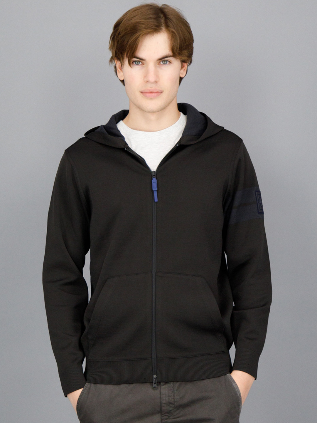 

FREESOUL Men Black Hooded Open Front Jacket