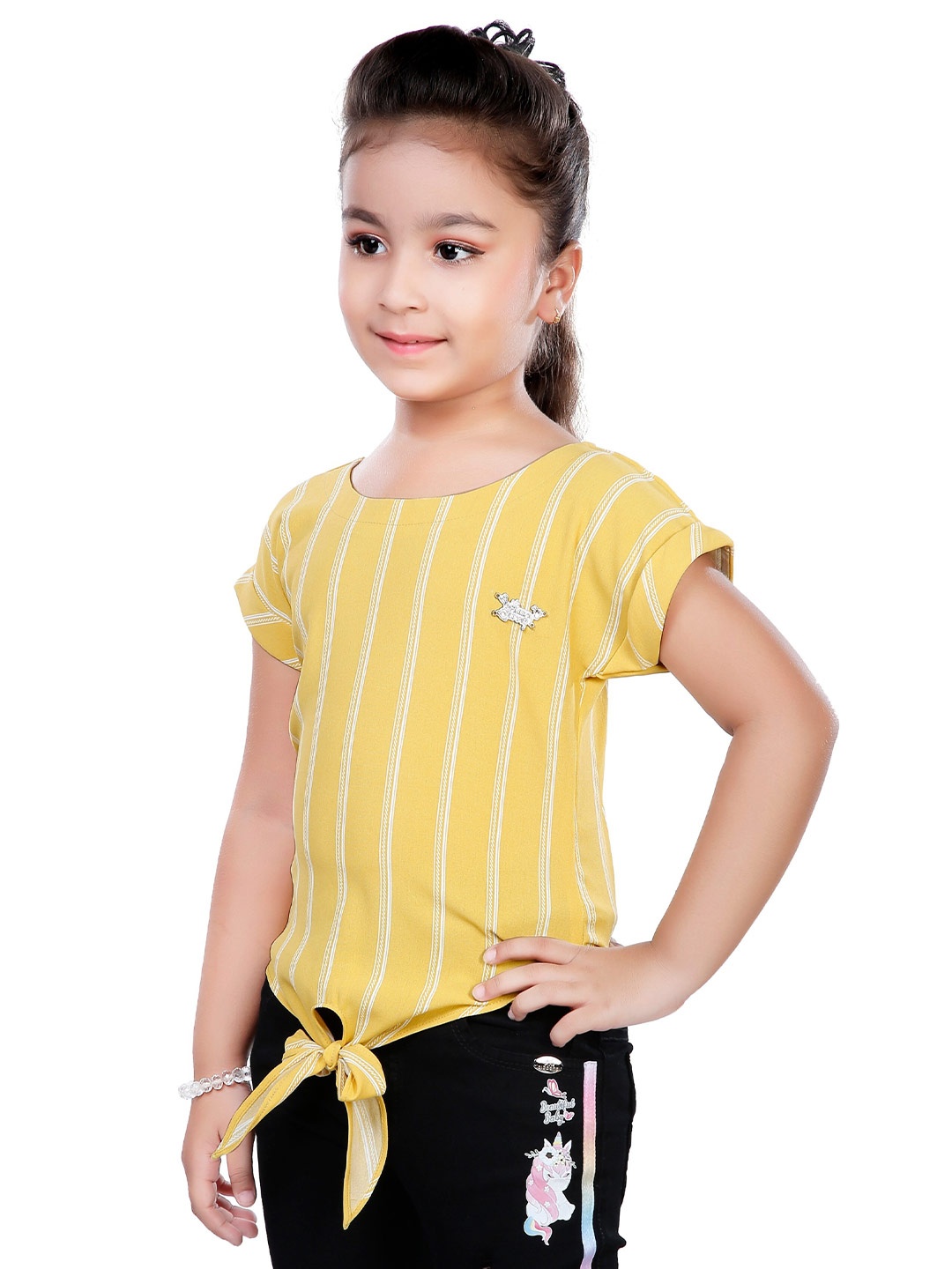 

Hunny Bunny Girls Yellow Striped Top