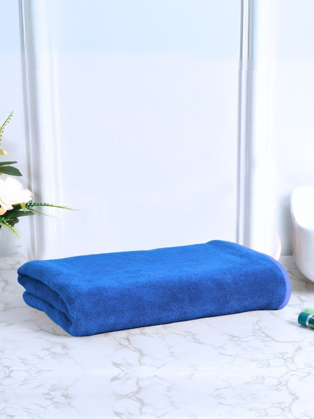 

Black gold Blue Solid 400 GSM Microfiber Bath Towel