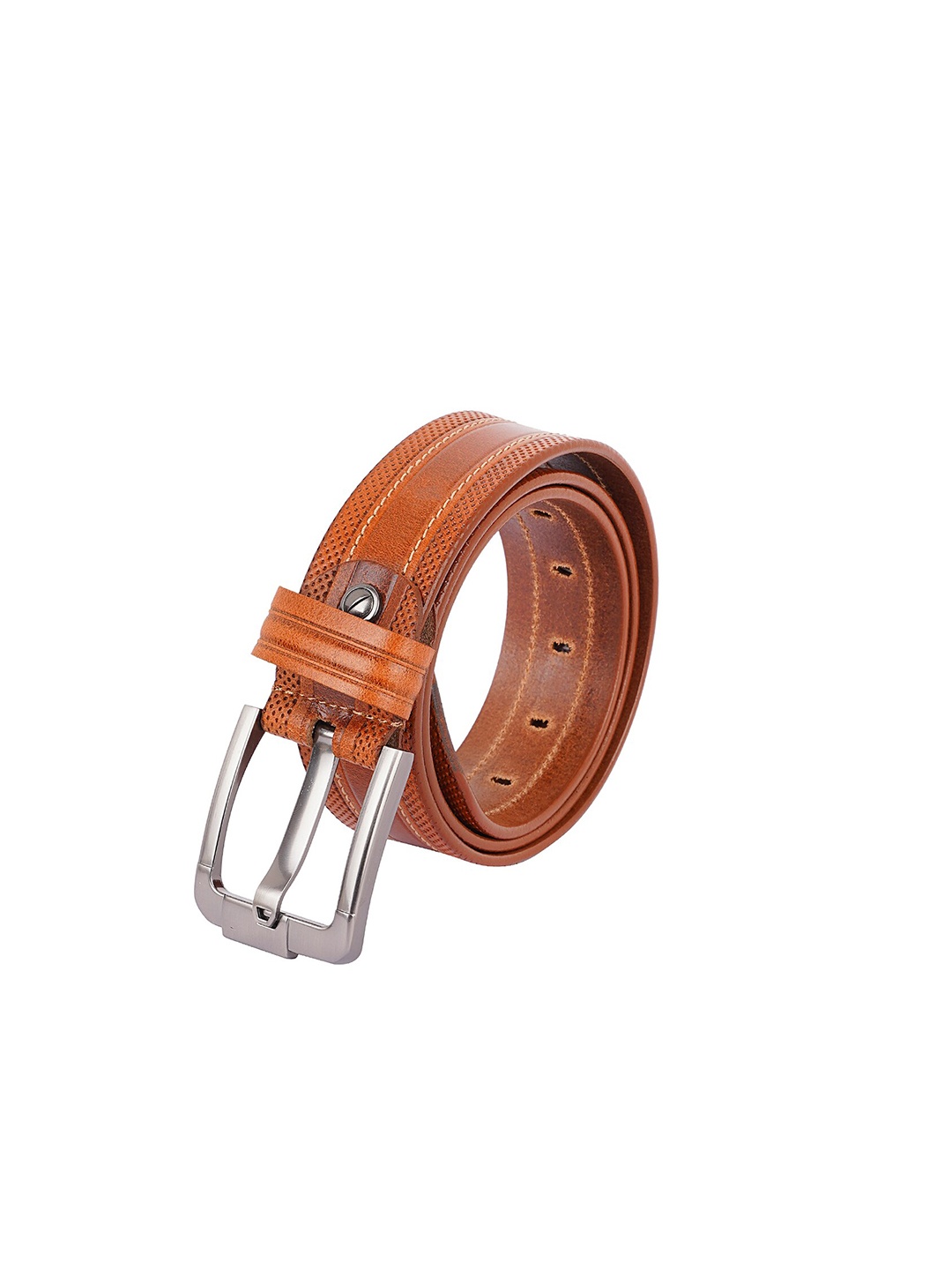 

Style Shoes Men Striped Leather Belt, Tan