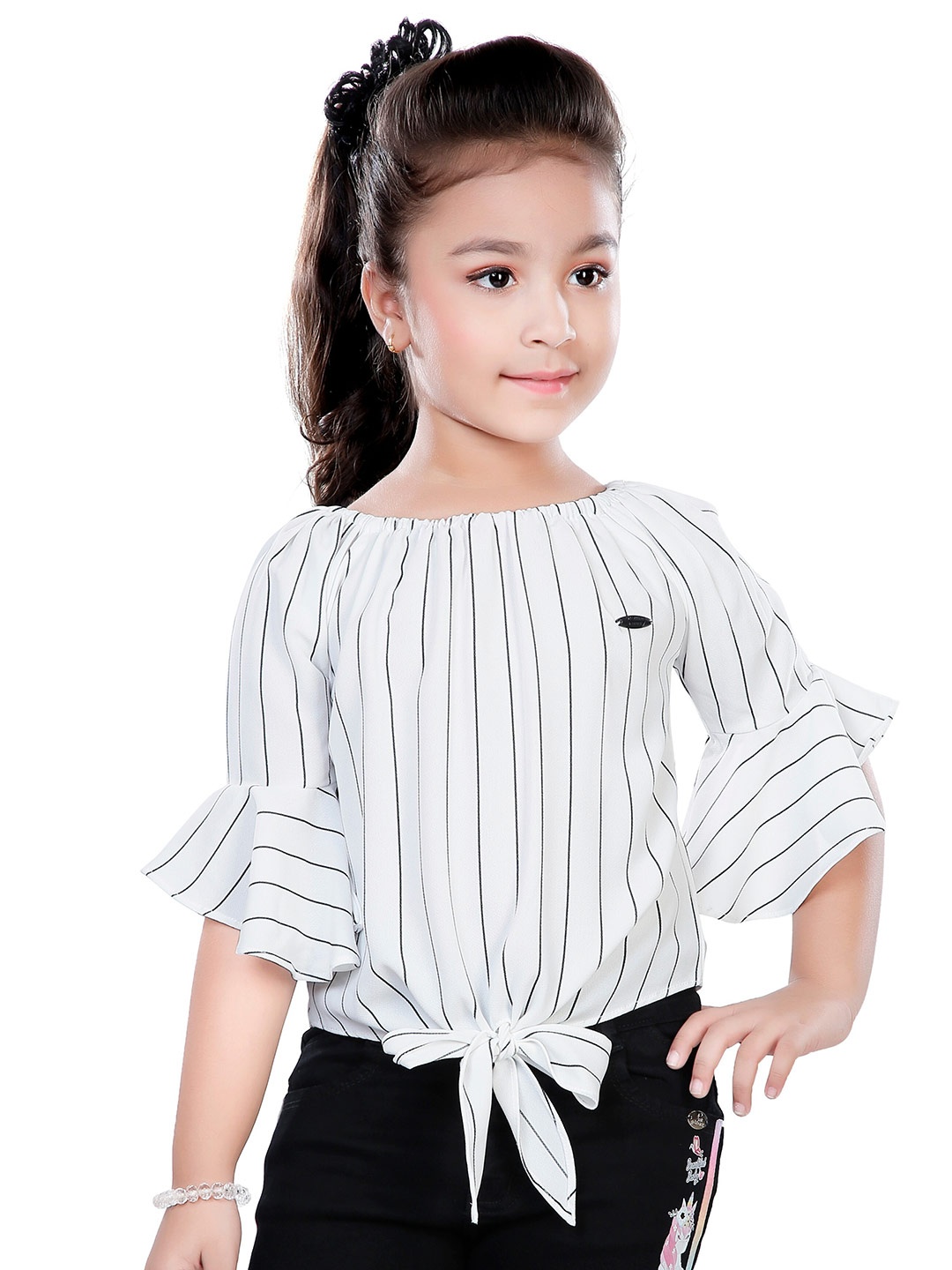 

Hunny Bunny Girls White Striped Top