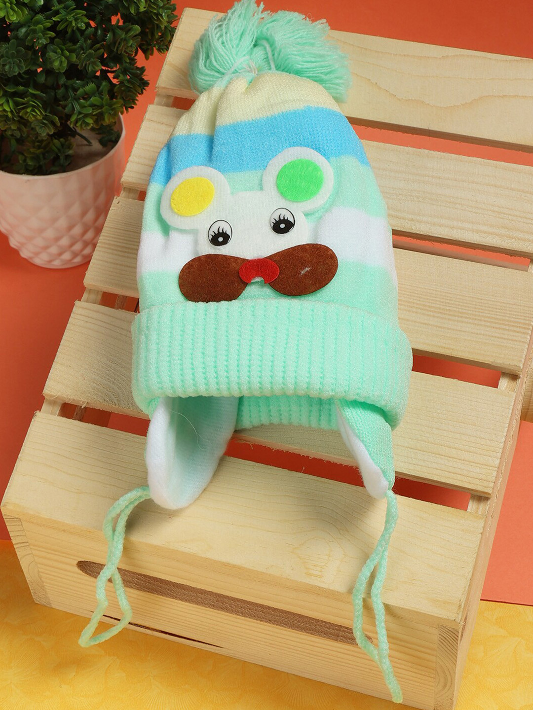 

PASSION PETALS Unisex Kids Sea Green & Blue Beanie