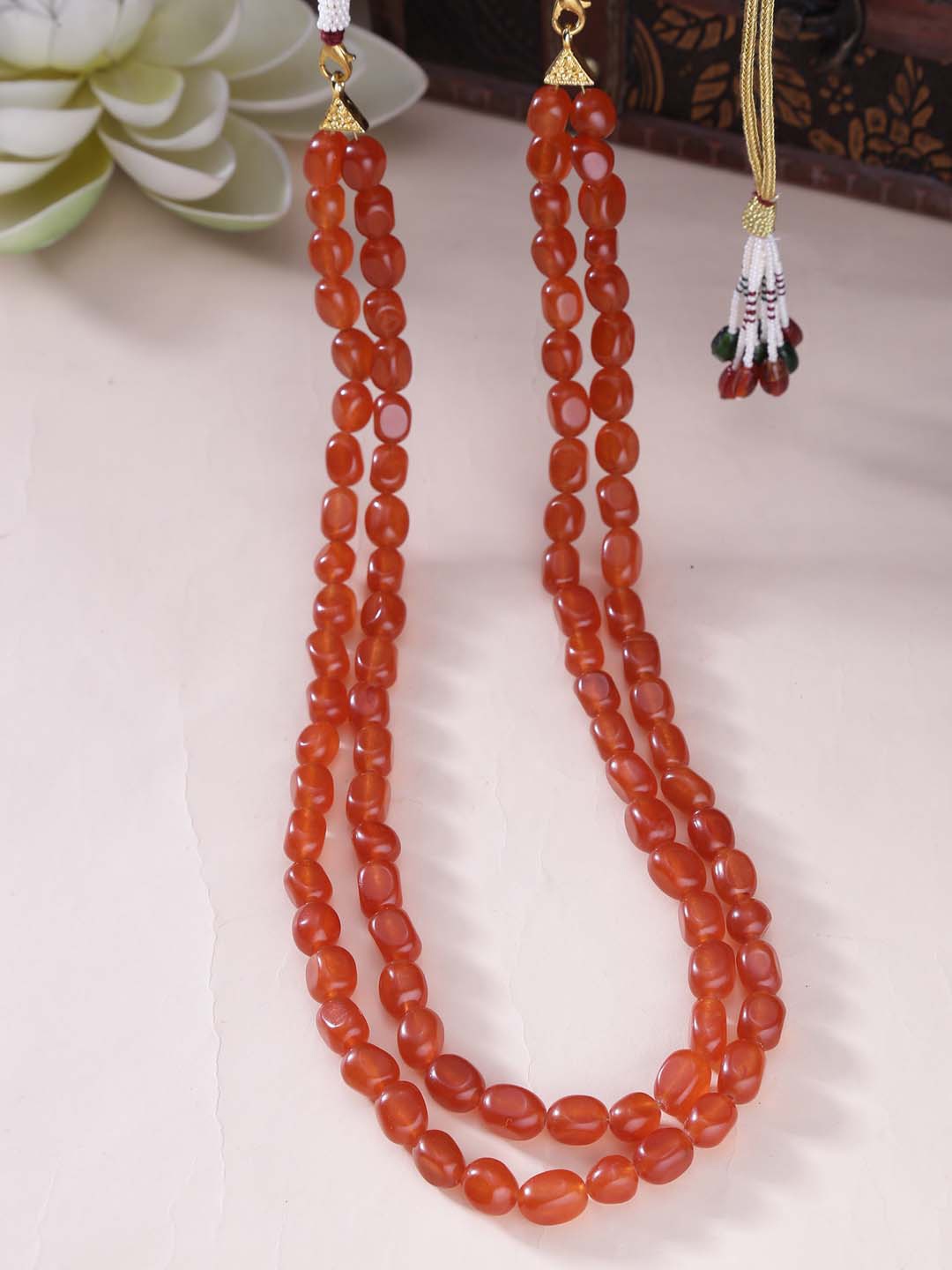 

RICH AND FAMOUS Orange Gold-Plated Layered Necklace