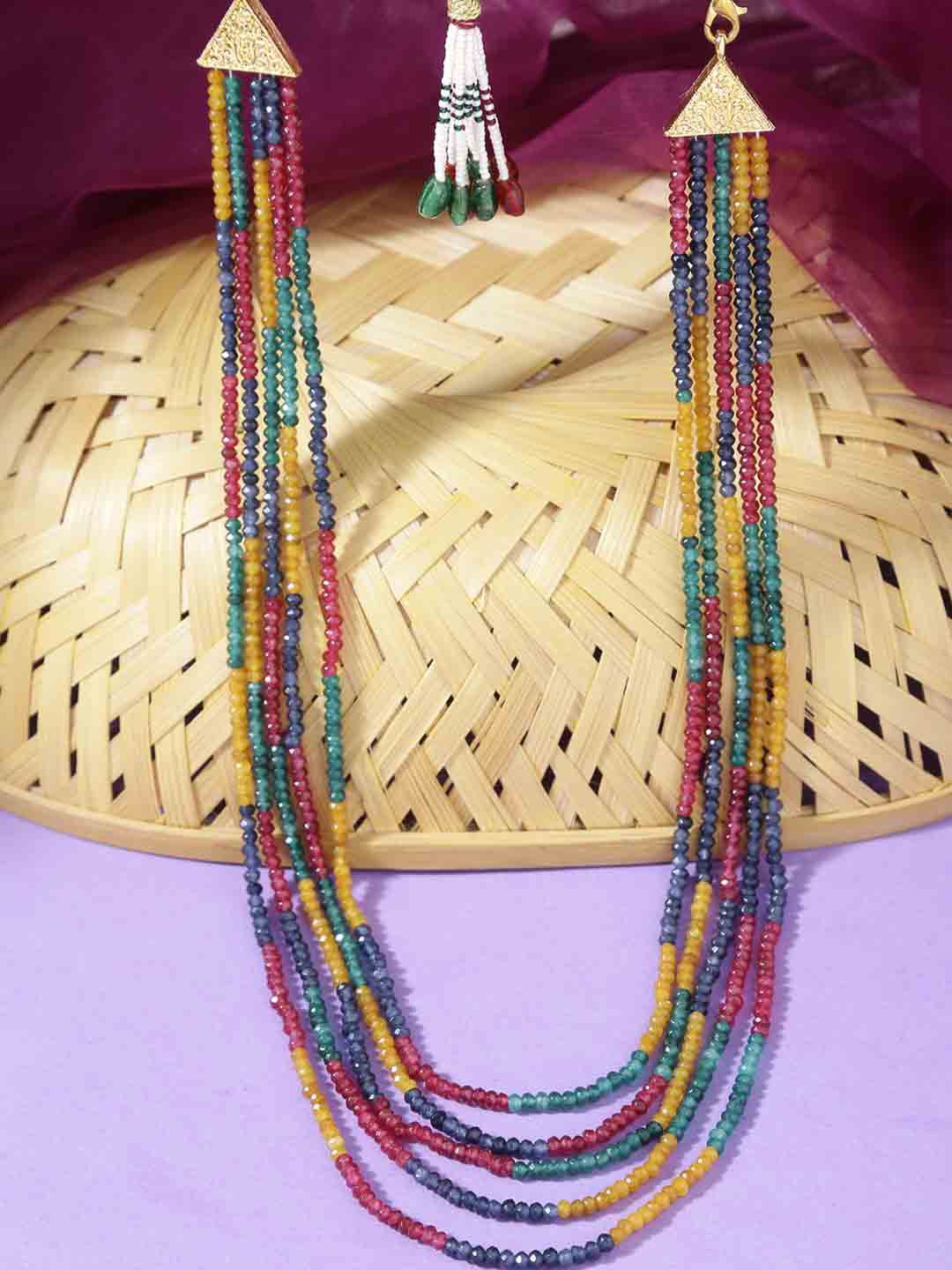 

RICH AND FAMOUS Women Red & Yellow Layered Necklace