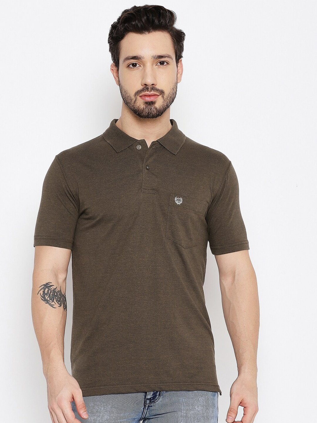 

Duke Men Brown Polo Collar T-shirt