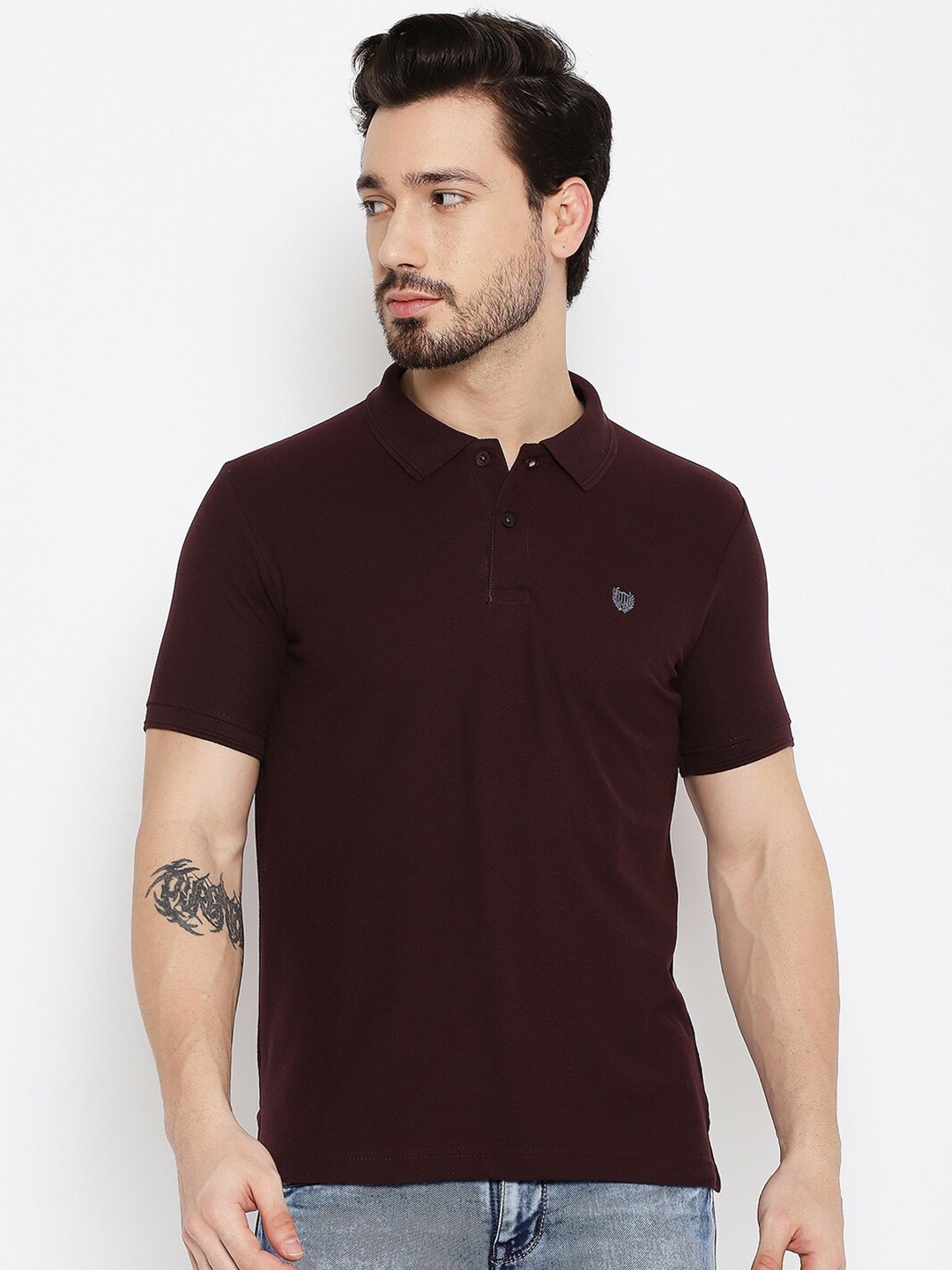 

Duke Men Maroon Polo Collar Slim Fit T-shirt