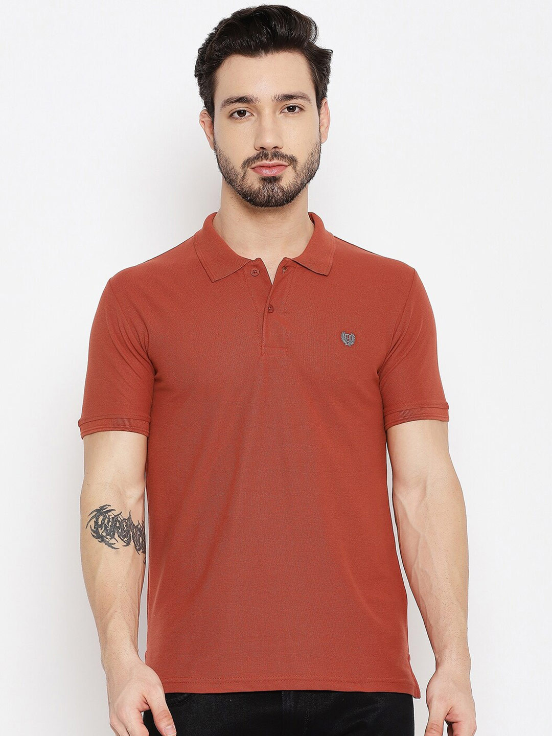

Duke Men Red Polo Collar Slim Fit T-shirt