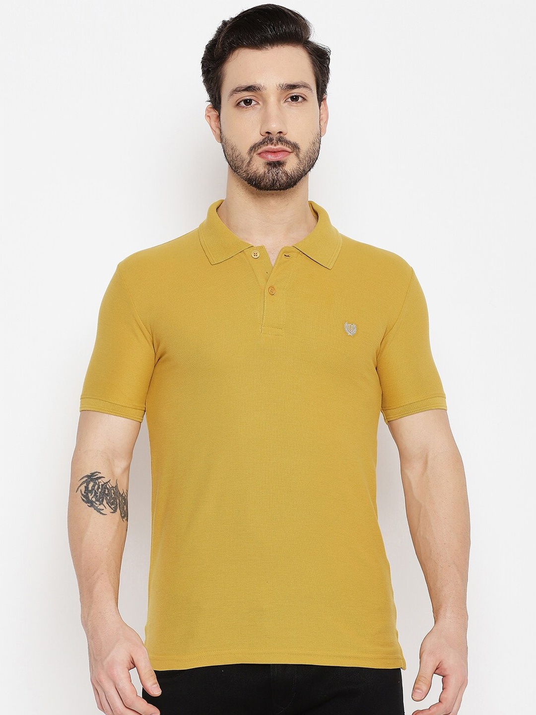 

Duke Men Yellow Polo Collar Slim Fit T-shirt