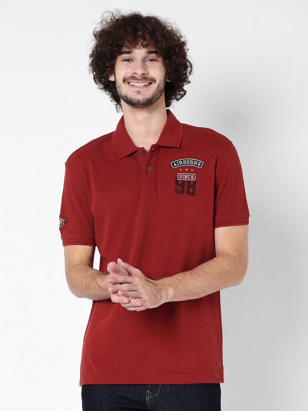 

Mufti Men Rust Polo Collar Slim Fit T-shirt