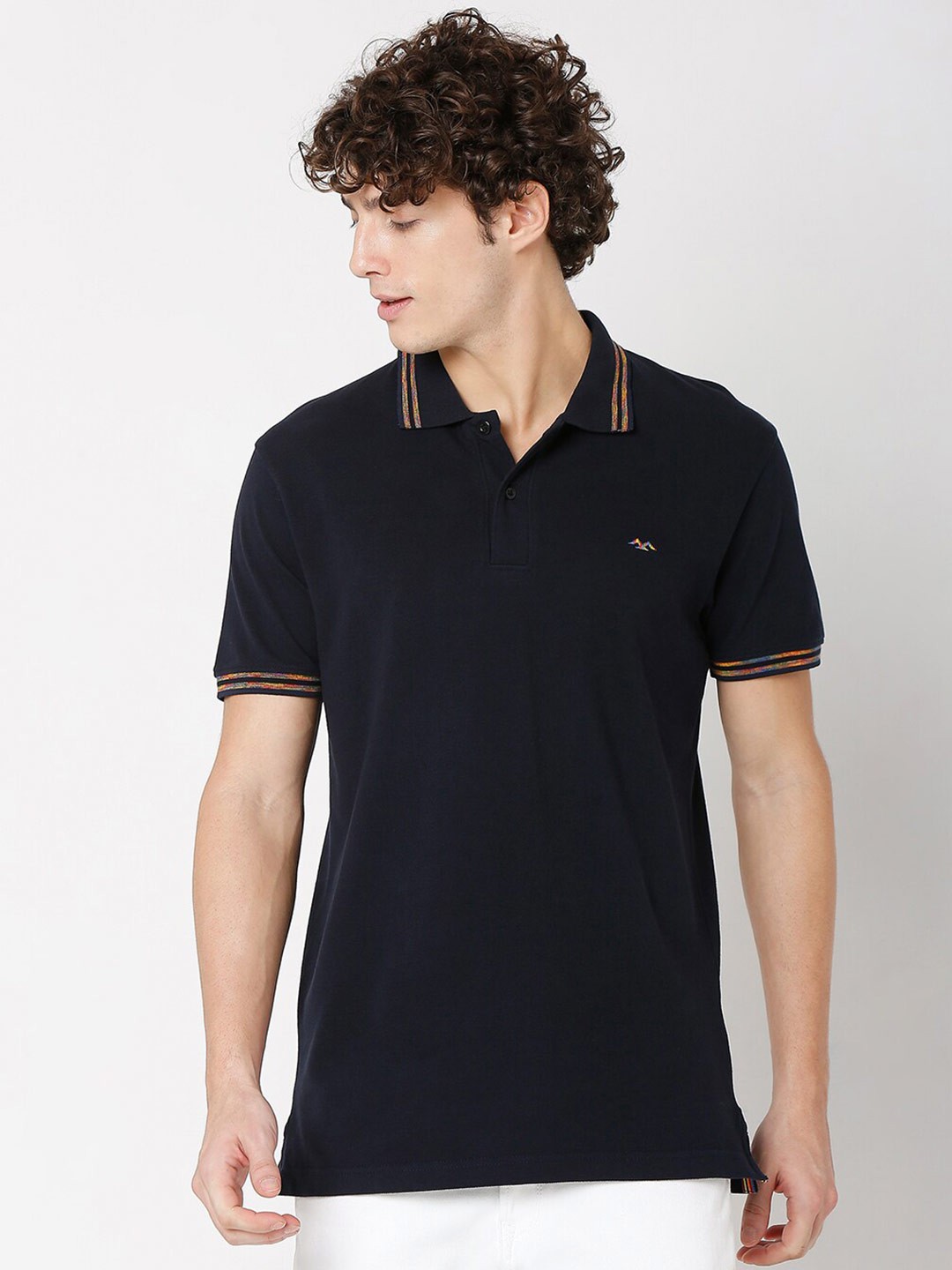 

Mufti Men Navy Blue Polo Collar Slim Fit T-shirt