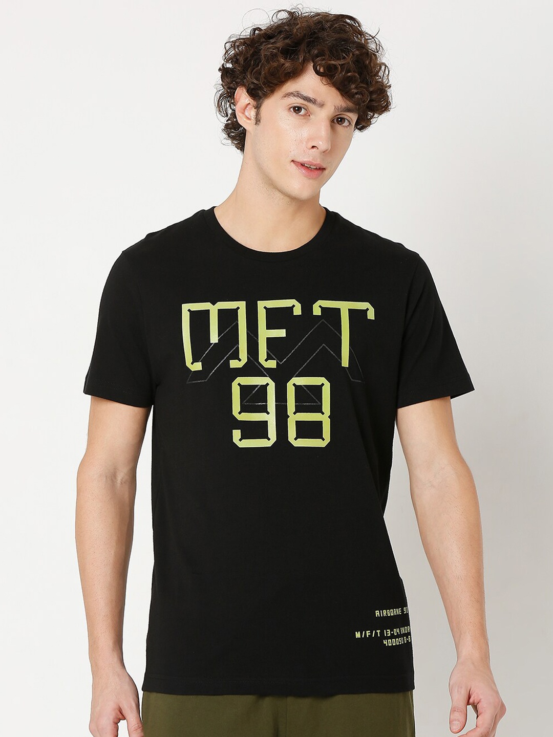 

Mufti Men Black Typography Printed Slim Fit T-shirt