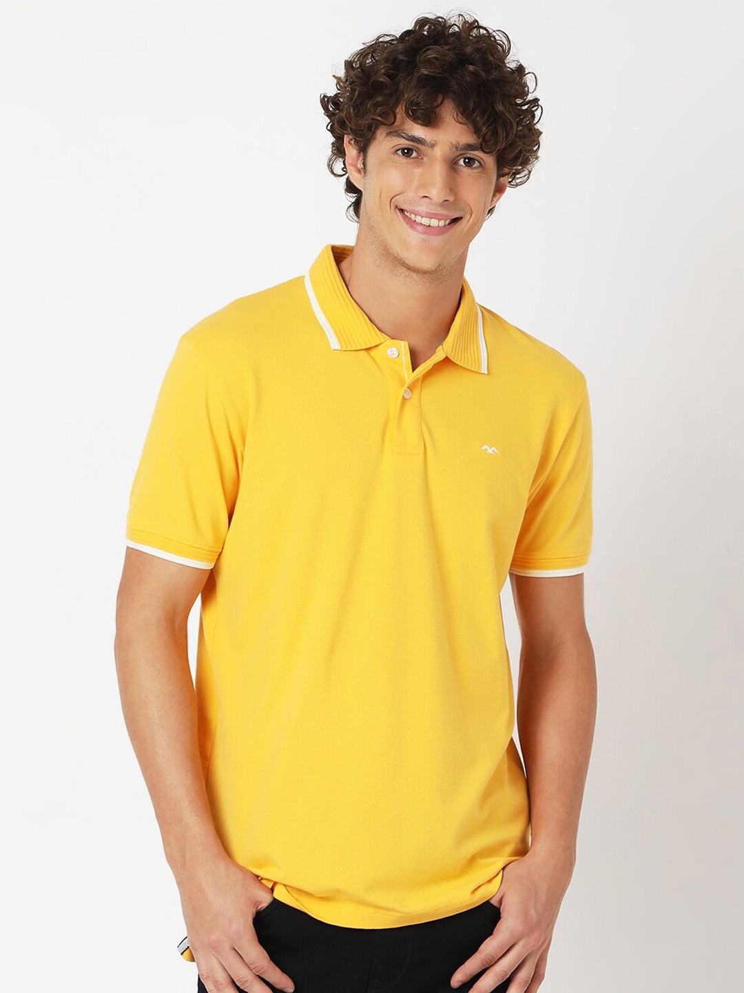 

Mufti Men Yellow Polo Collar Slim Fit T-shirt