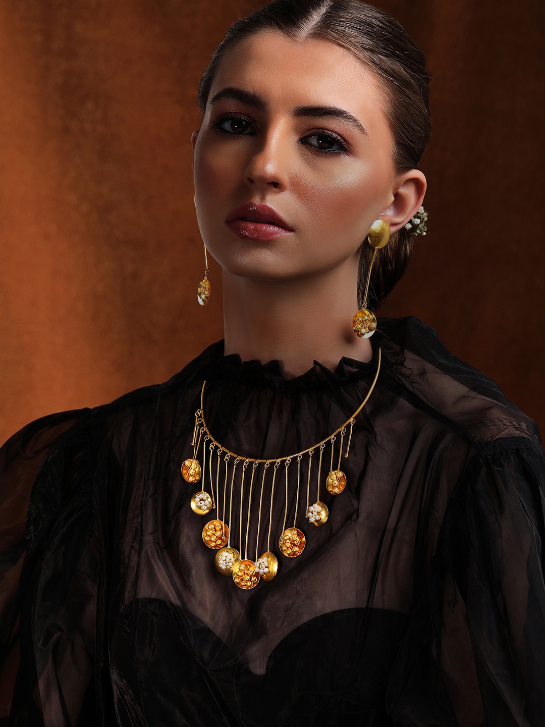 

Rubans 24K Gold-Plated White Stone-Studded Jewellery Set