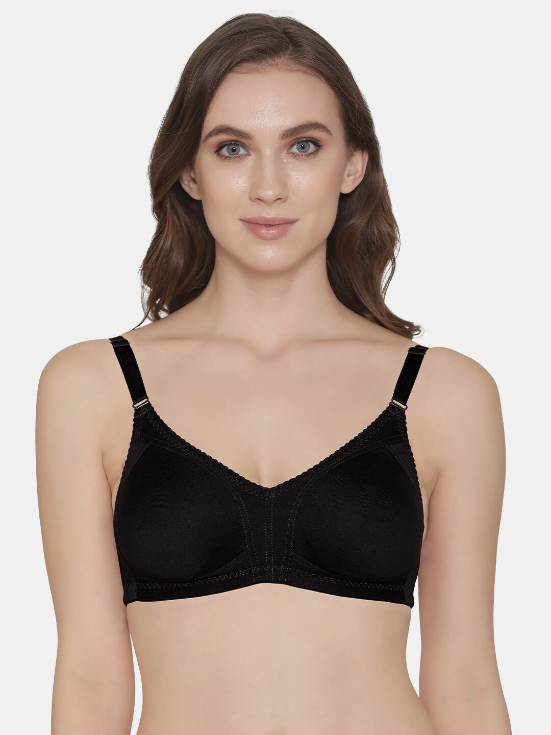 

K LINGERIE Women Black Full Coverage Non Padded Cotton Bra