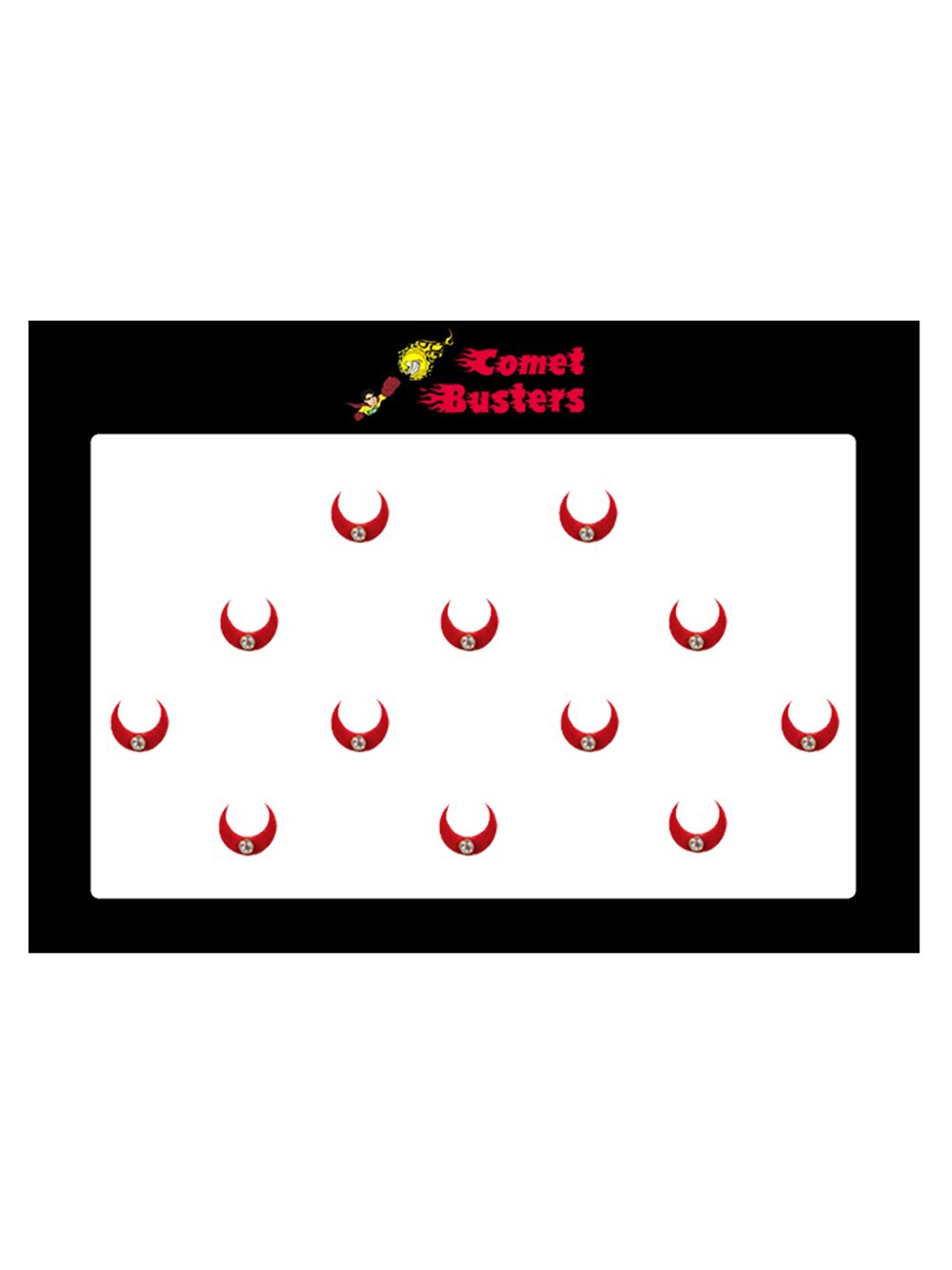 

Comet Busters 12 Pcs Embellished Reusable Crescent-Shaped Bindis - Red