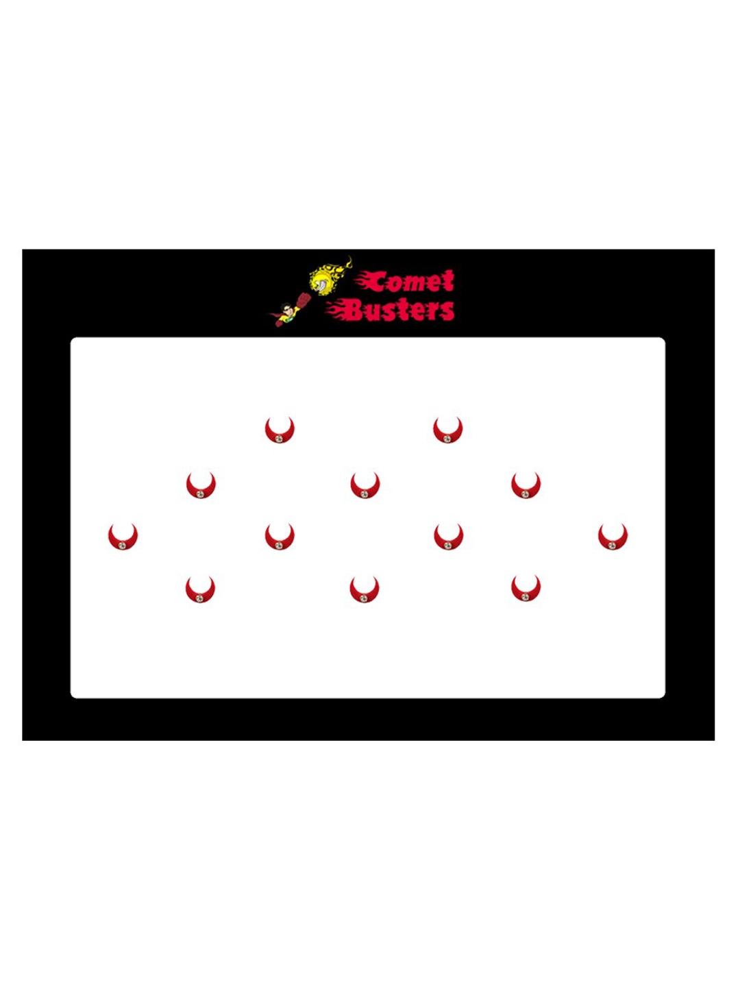 

Comet Busters 12 Pcs Embellished Reusable Crescent-Shaped Bindis - Red