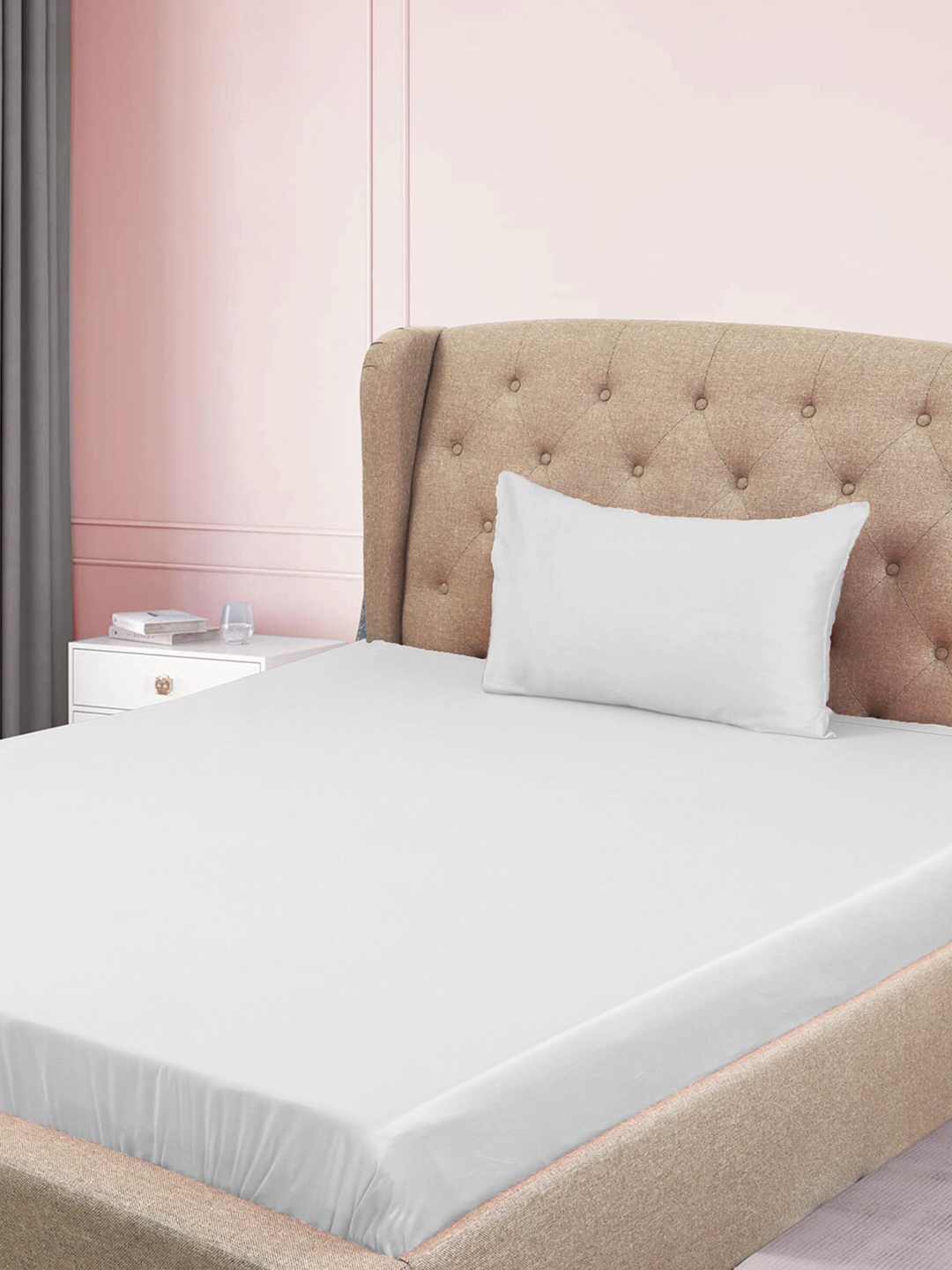

Jamio Firati White Pure Cotton 180 TC Single Bedsheet with 1 Pillow Cover