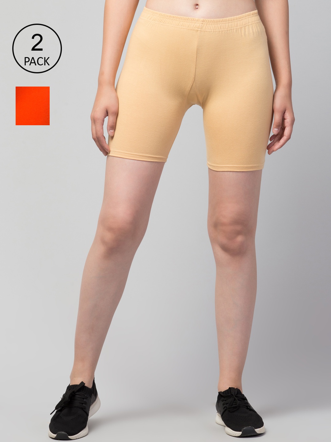 

Apraa & Parma Women Slim Fit Cycling Sports Shorts, Orange