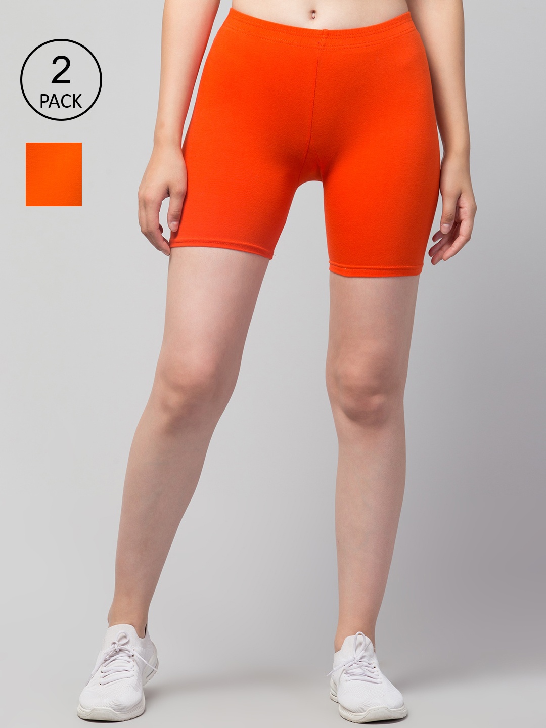 

Apraa & Parma Women Slim Fit Cycling Sports Shorts, Orange
