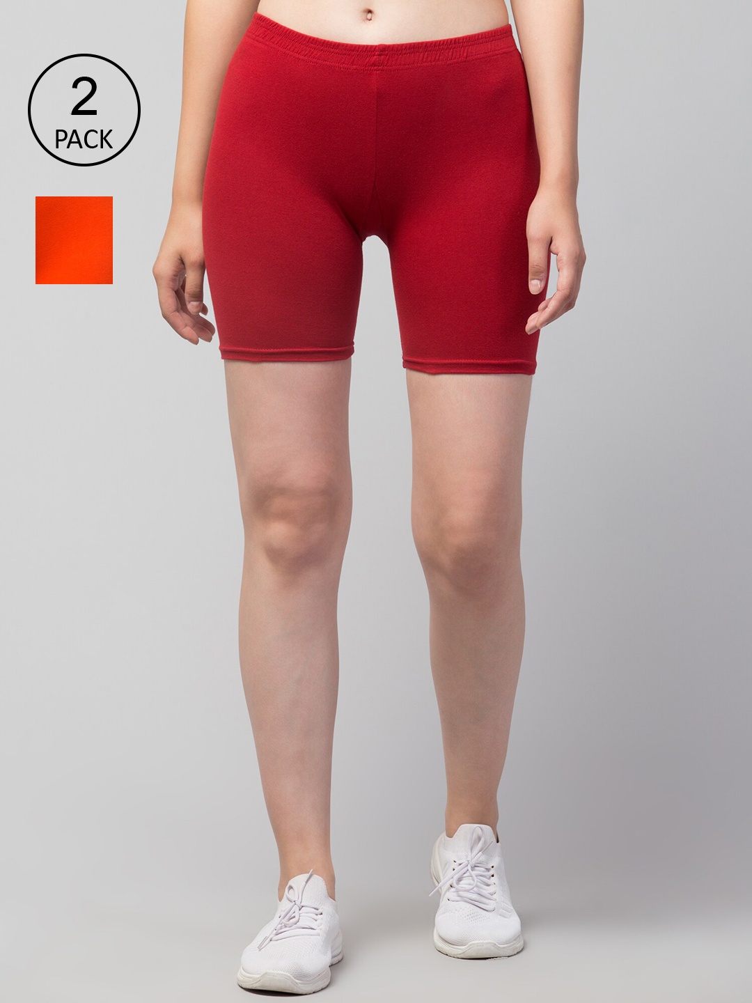 

Apraa & Parma Women Slim Fit Cycling Sports Shorts, Orange