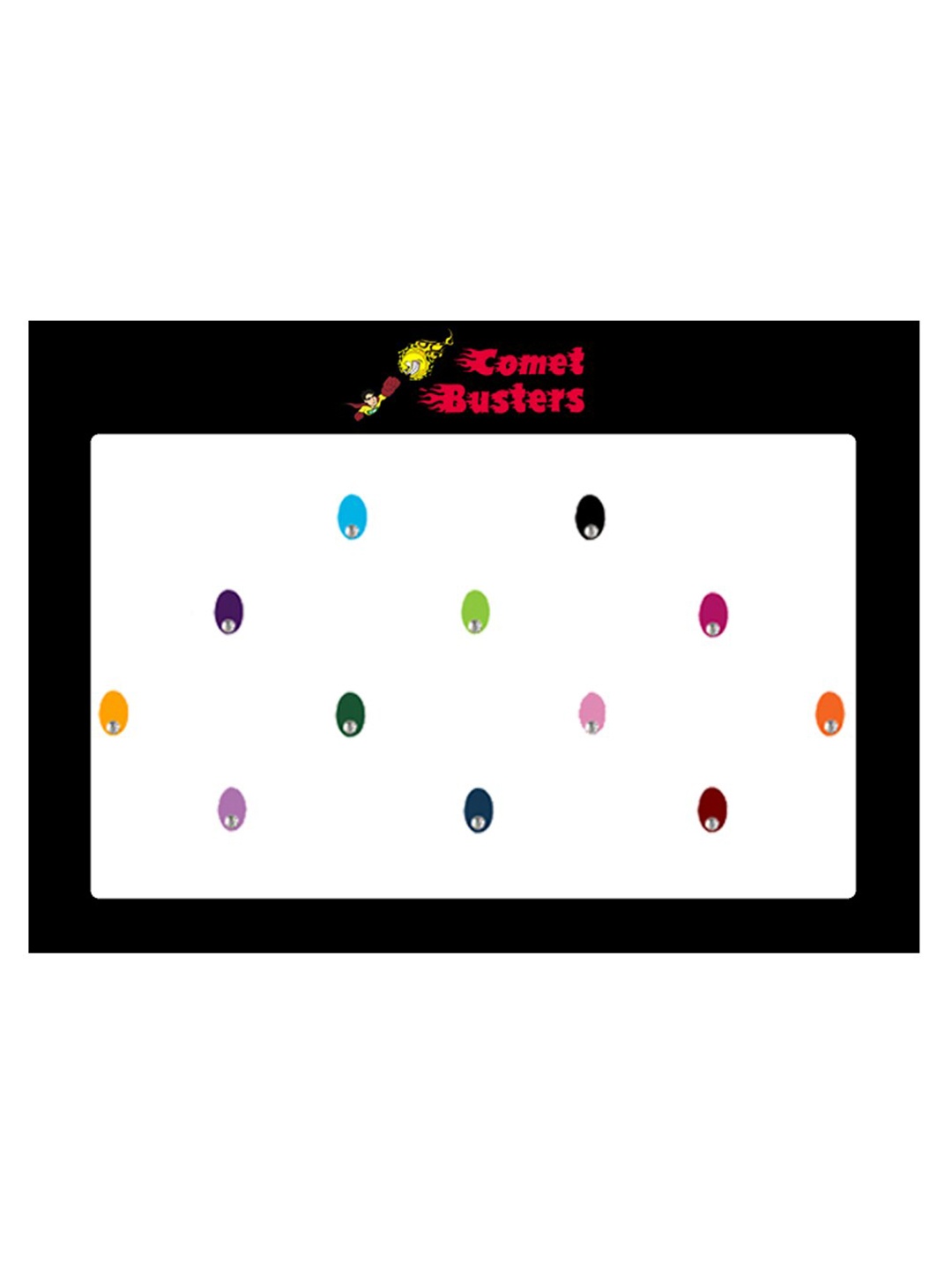 

Comet Busters 12 Pcs Embellished Reusable Oval Bindis - Multicoloured, Multi