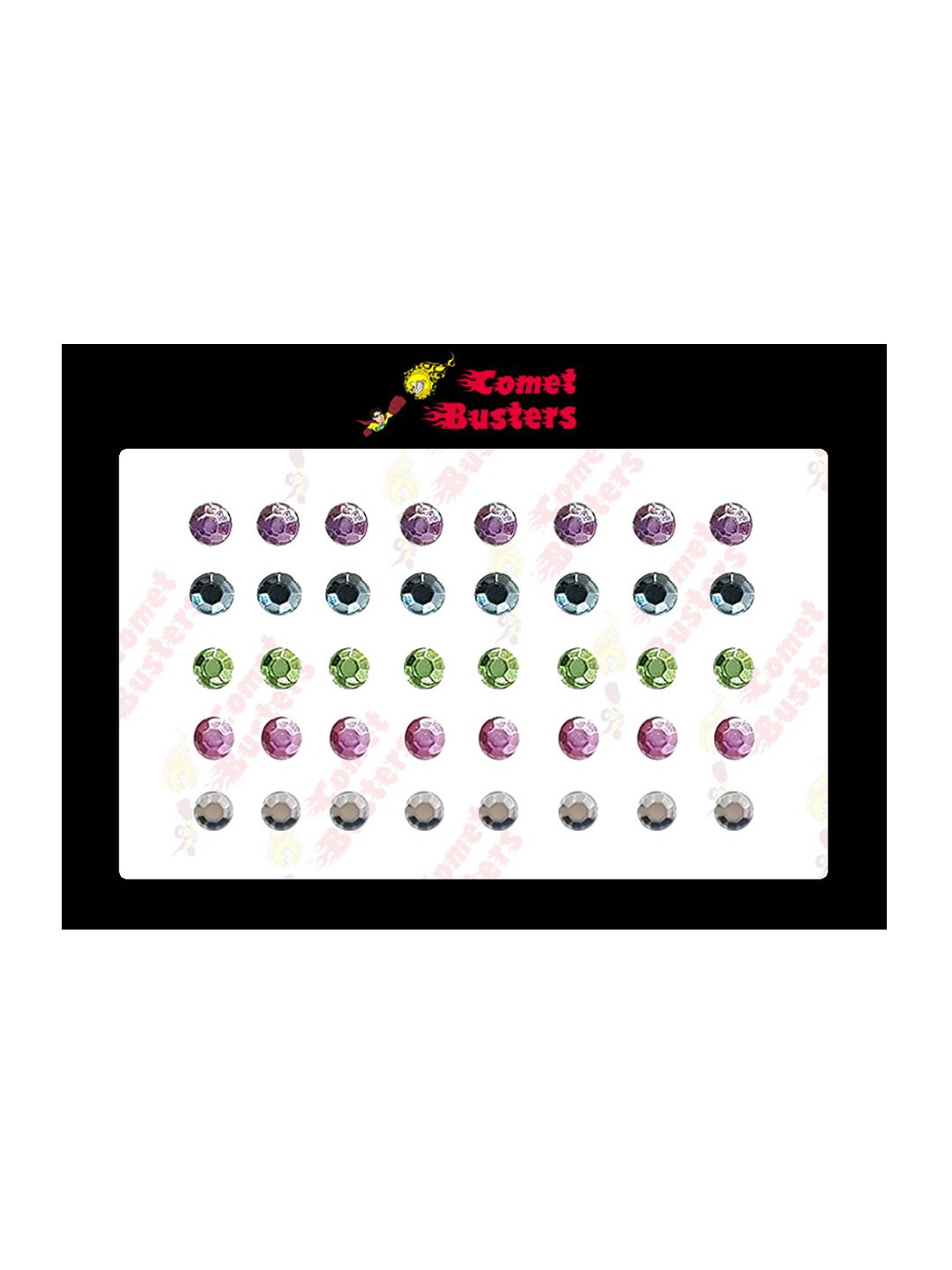 

Comet Busters 40 Pcs Reusable Designer Bindis - Multicoloured, Multi