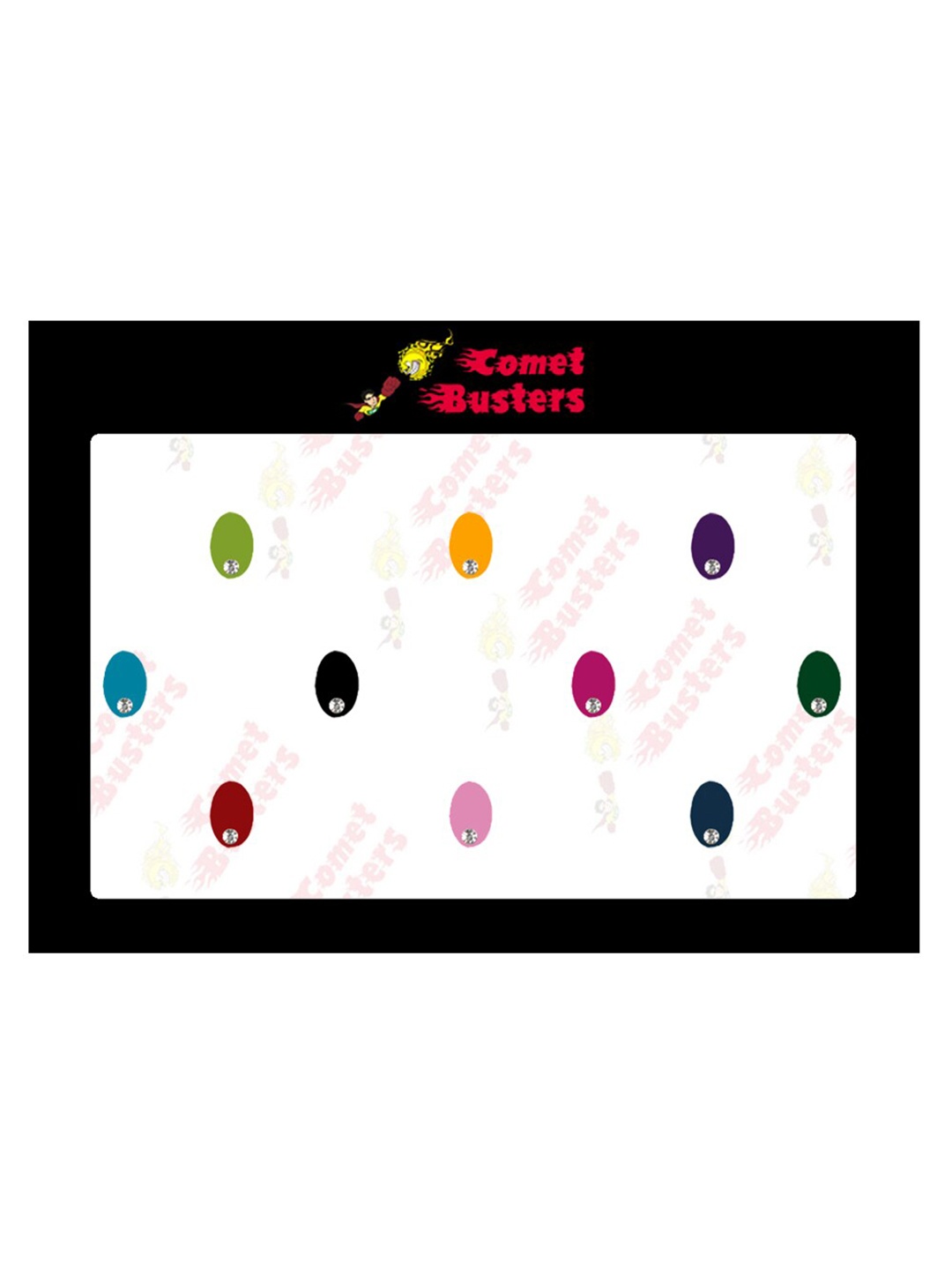 

Comet Busters 10 Pcs Embellished Reusable Oval Bindis - Multicoloured, Multi