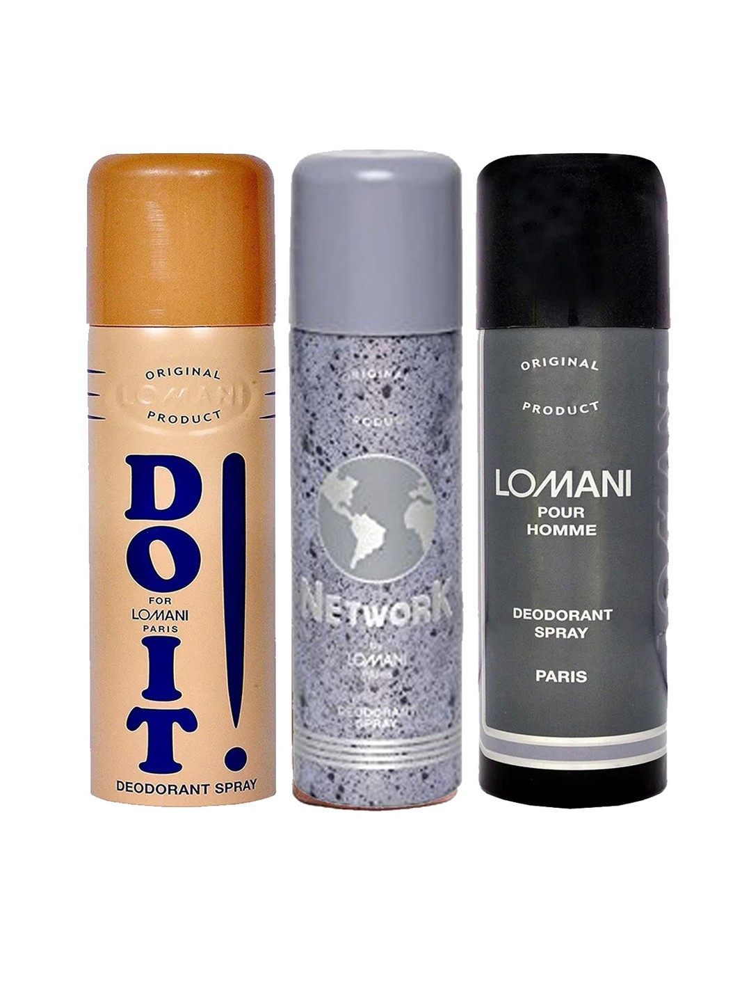 

Lomani Deo Combo 3 Set Do it + Network + Pour Homme Deodorant 200ml, Brown
