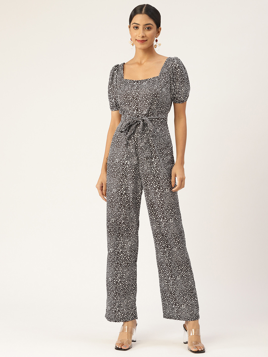 

Sleek Italia Printed Basic Jumpsuit, Black
