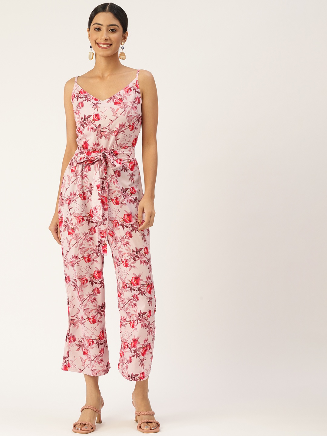 

Sleek Italia Floral Printed Basic Jumpsuit, Pink