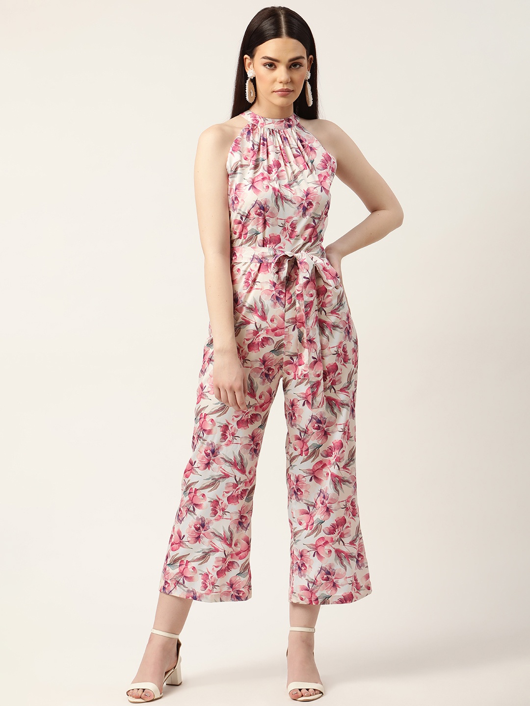 

Sleek Italia Beige & Pink Printed Culotte Jumpsuit