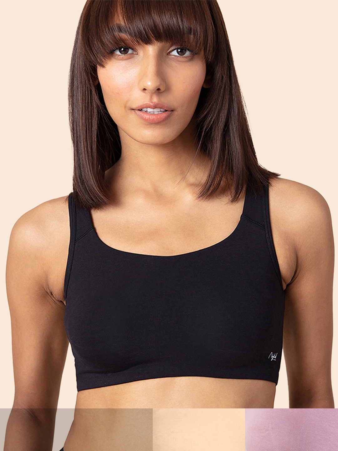 

Nykd Women Pack of 3 Easy-Peasy Slip-On Bra With Full Coverage (NYB113P02), Beige