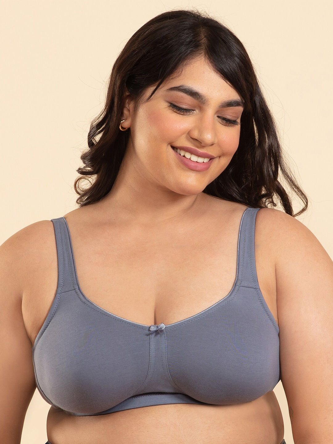 

Nykd Plus Size Flawless Me Cotton Bra - Non Padded Non Wired Full Coverage, Grey
