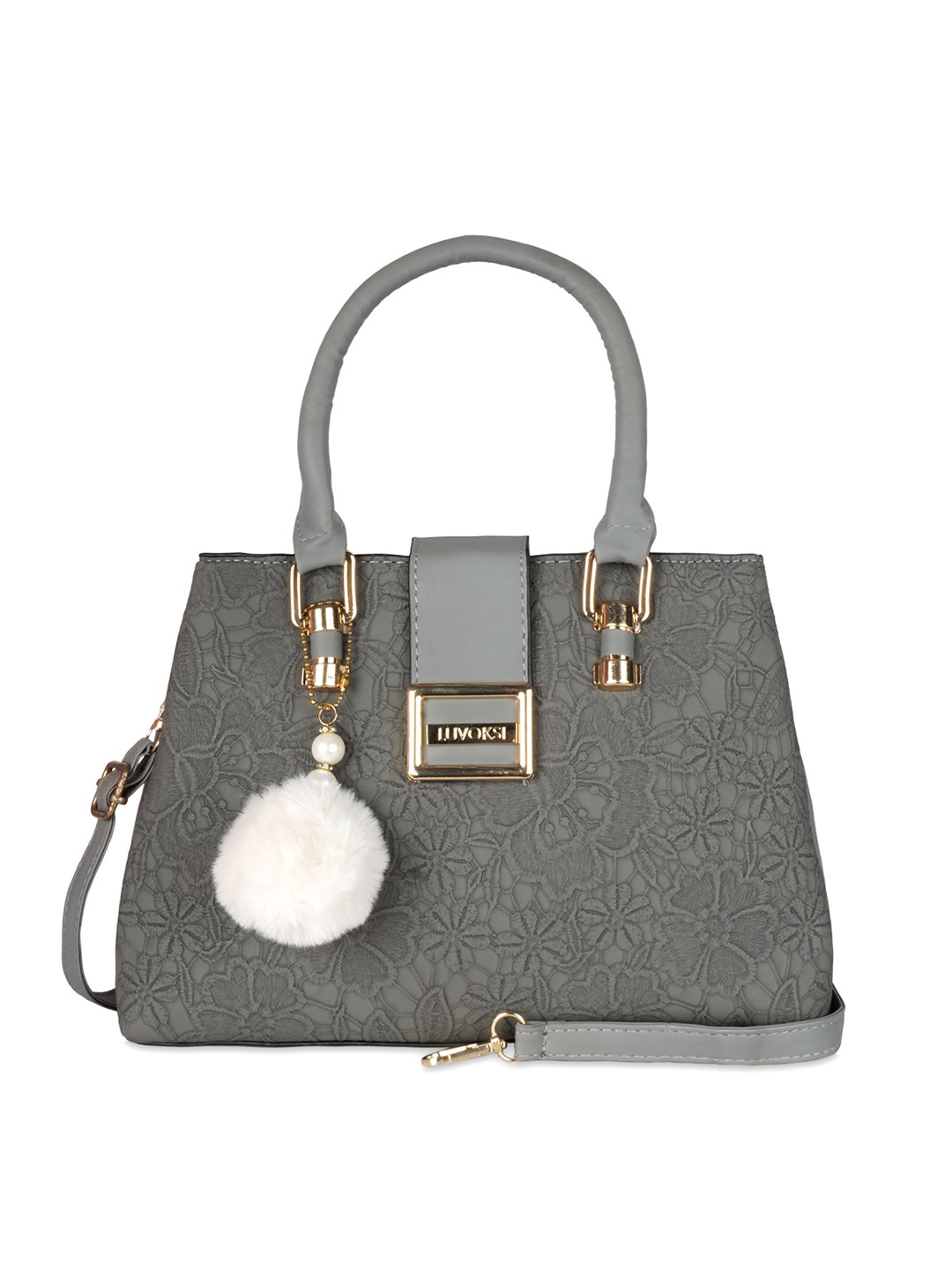 

Luvoksi Grey PU Structured Handheld Bag with Tasselled