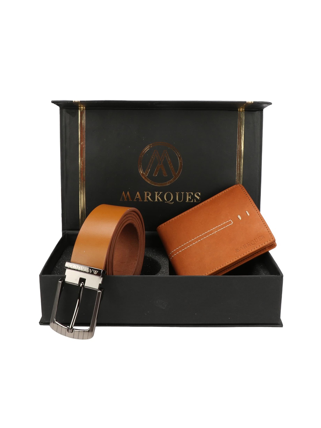 

MARKQUES Men Brown Leather Accessory Gift Set