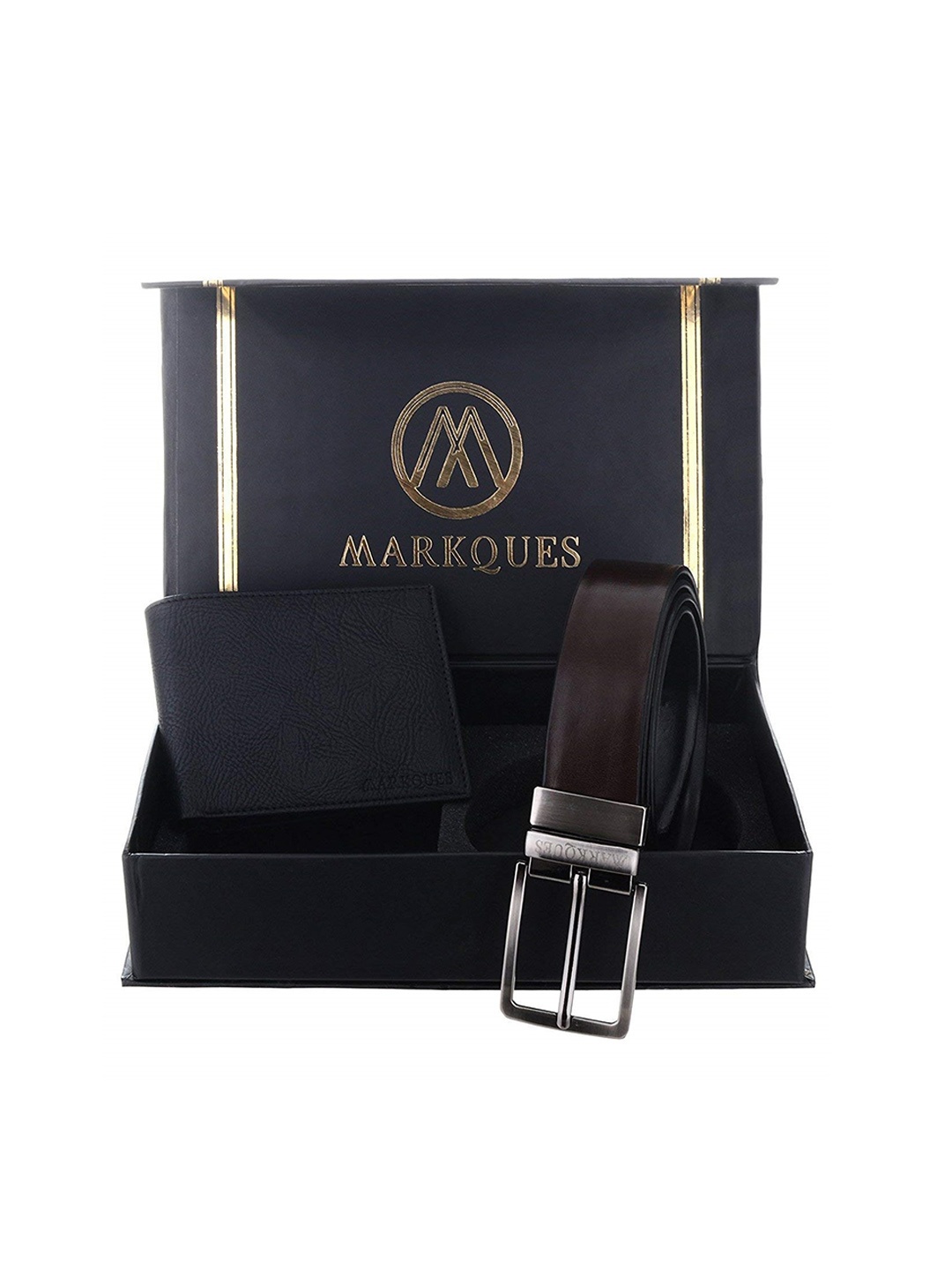 

MARKQUES Men Black & Brown Leather Accessory Gift Set