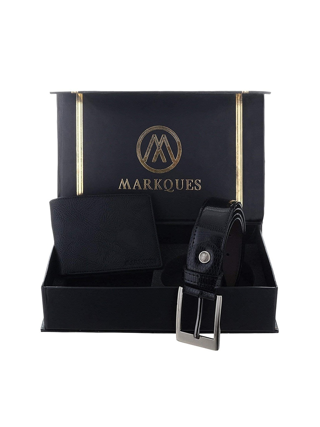 

MARKQUES Men Black Solid Leather Accessory Gift Set