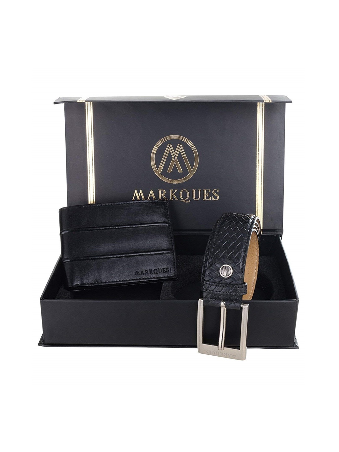 

MARKQUES Men Black Solid Leather Accessory Gift Set