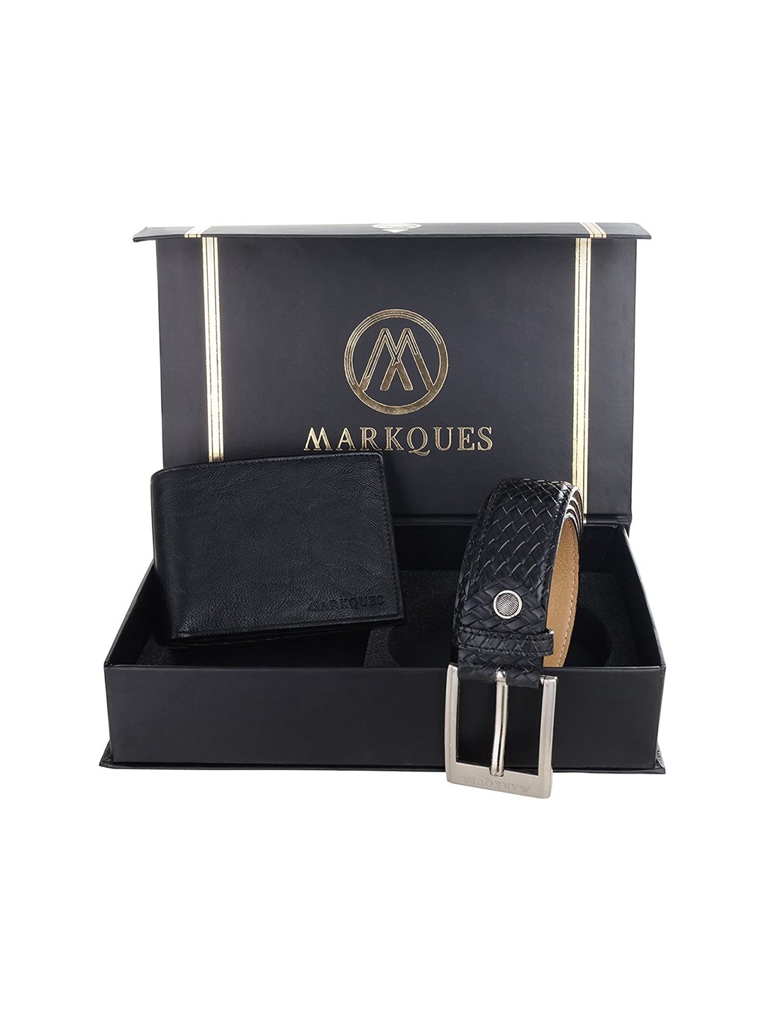 

MARKQUES Men Black Solid Leather Accessory Gift Set