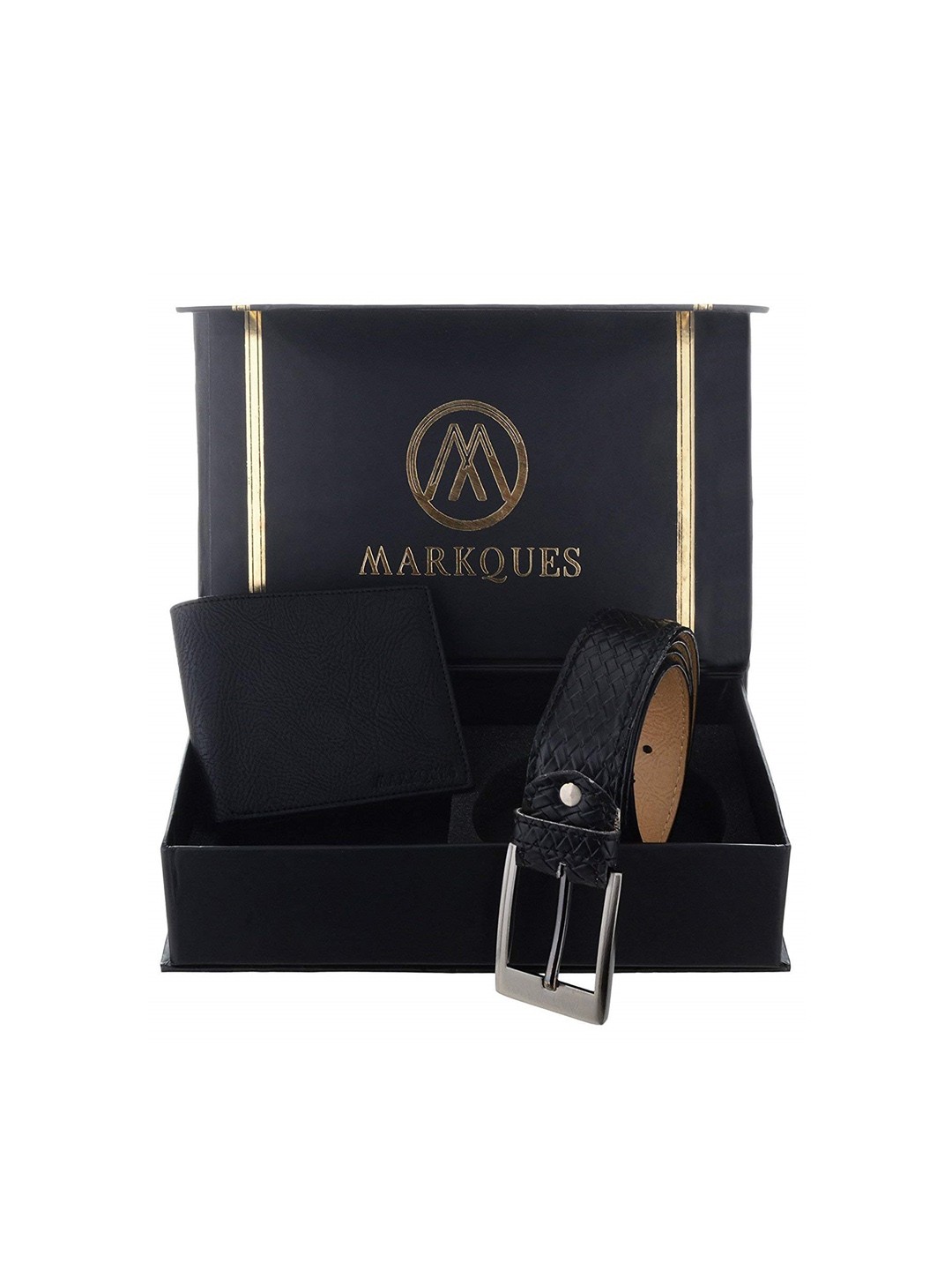 

MARKQUES Men Black Solid Leather Accessory Gift Set